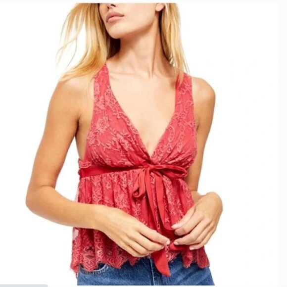 NEW $88 Free People Chante Lace Tie Tank Top - Picture 3 of 16
